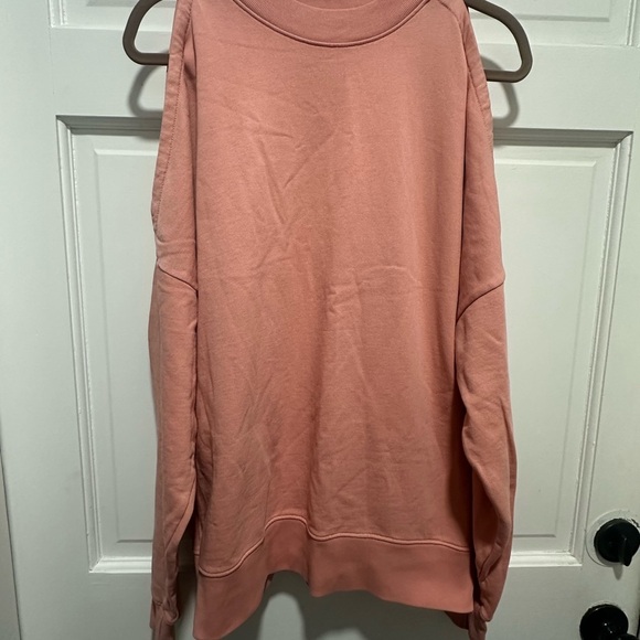 All Saints Unai Oversized Cold Shoulder Sweatshirt Size XS pink salmon color - Picture 3 of 6